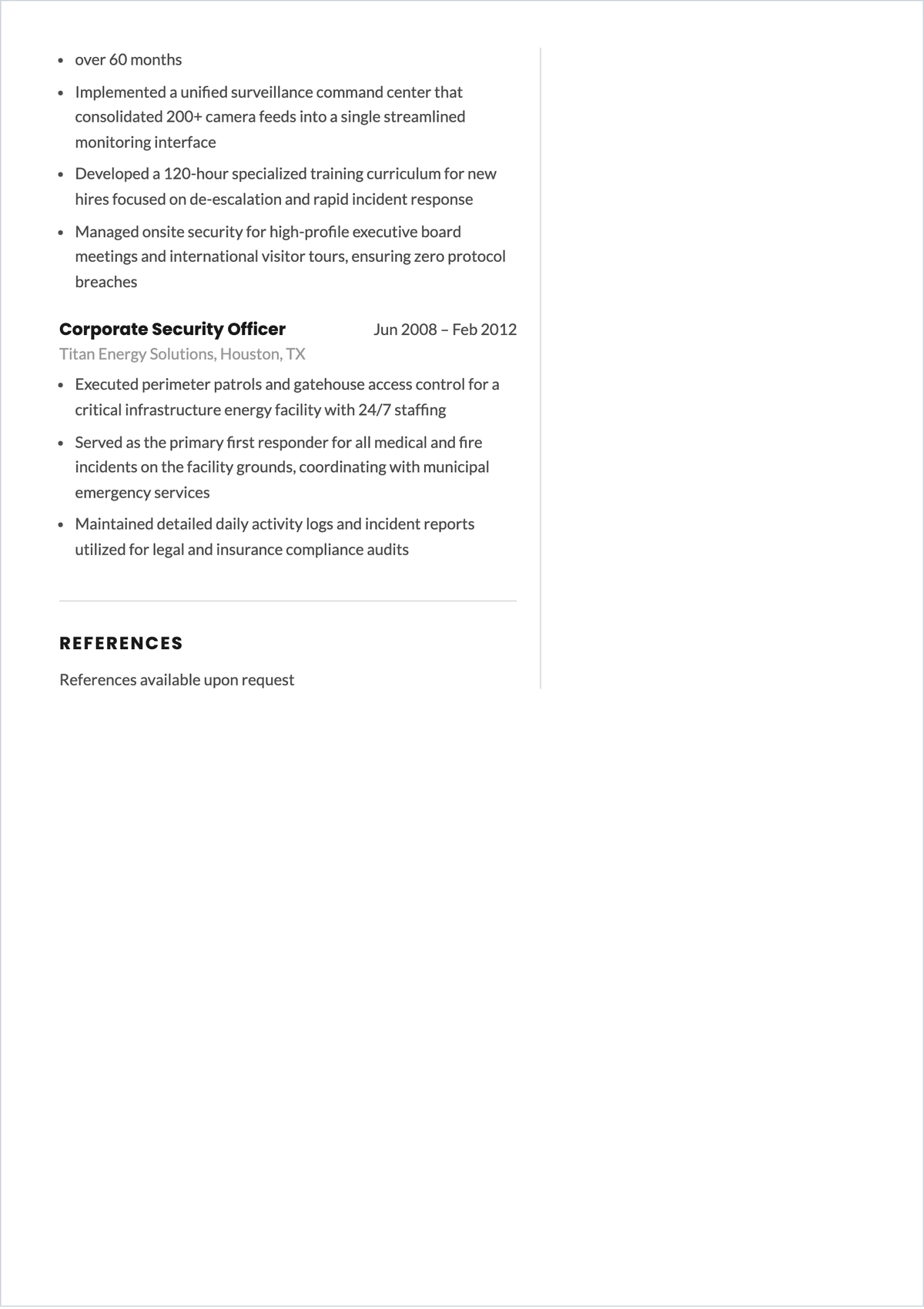 Free Master Security Officer ATS Resume Template, AI Resume Builder