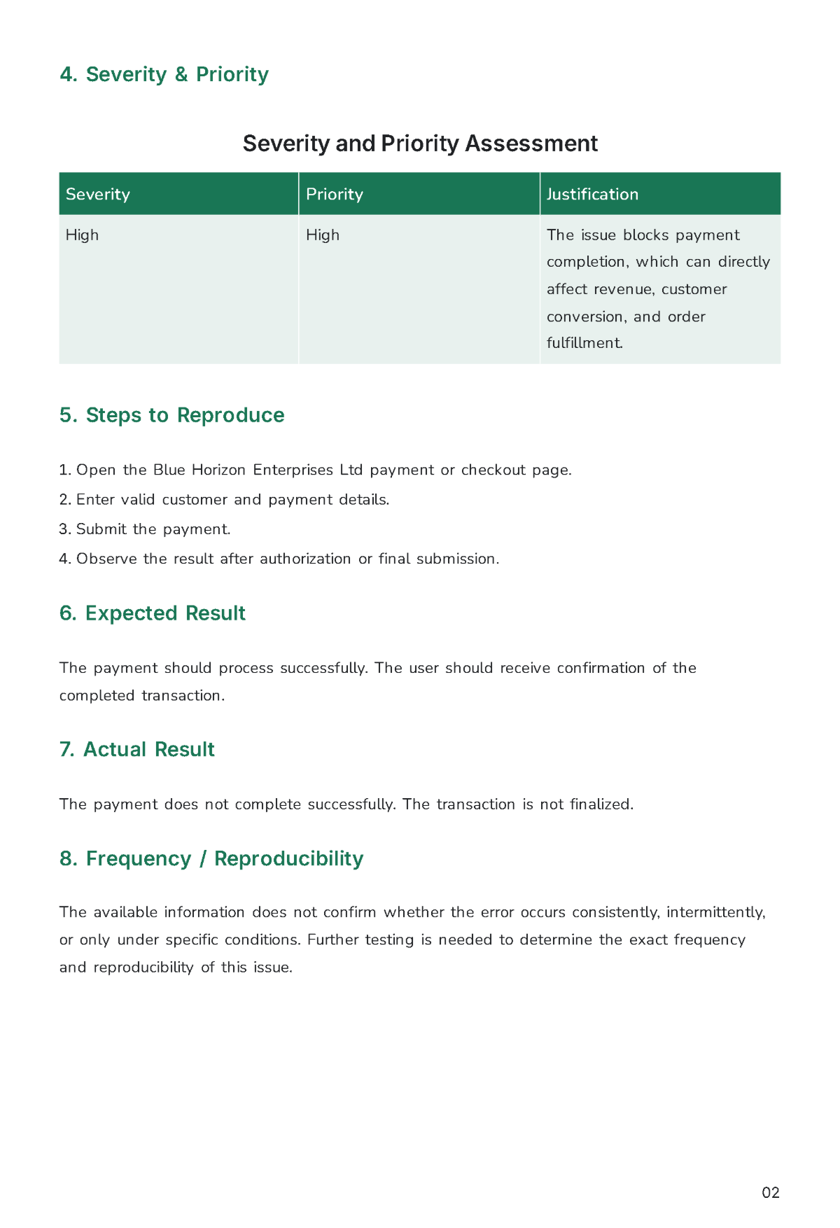 Free Bug Report Template to Edit Online