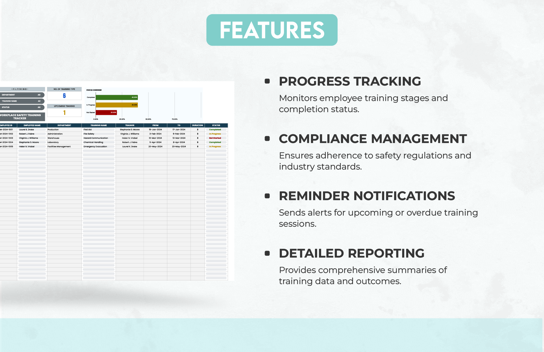 Workplace Safety Training Tracker Template