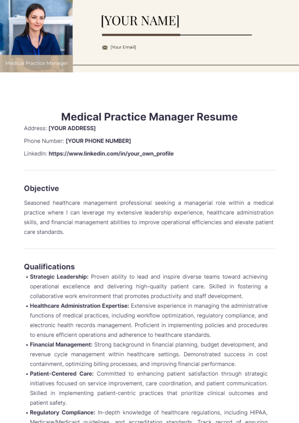 Medical Practice Manager Resume - Edit Online & Download