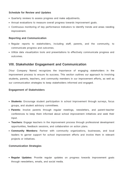 Free School Improvement Report Template to Edit Online