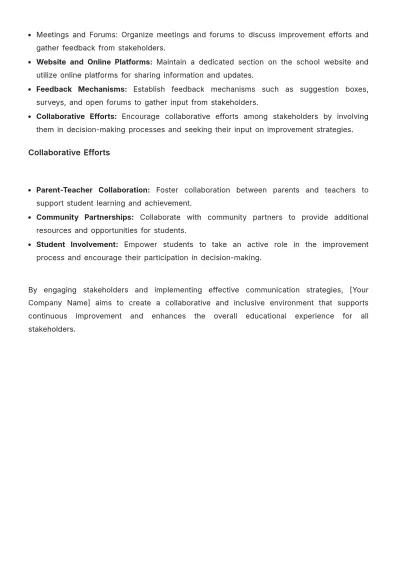 Free School Improvement Report Template to Edit Online