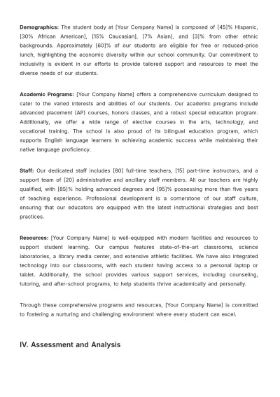 Free School Improvement Report Template to Edit Online