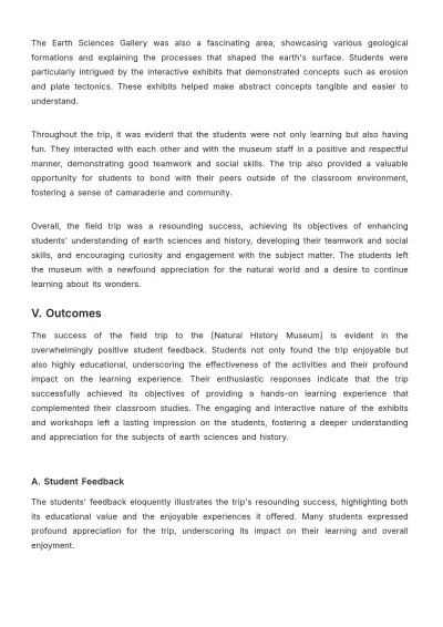 Free School Field Trip Report Template to Edit Online