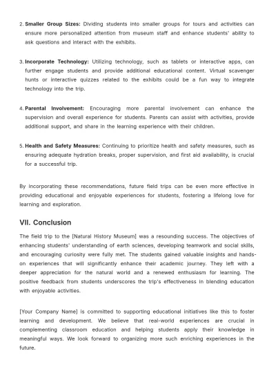 Free School Field Trip Report Template to Edit Online
