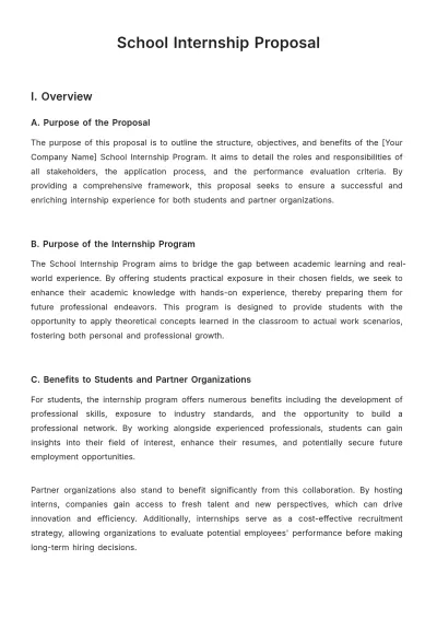 Free School Internship Proposal Template to Edit Online
