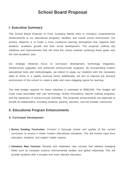 Free School Board Proposal Template to Edit Online