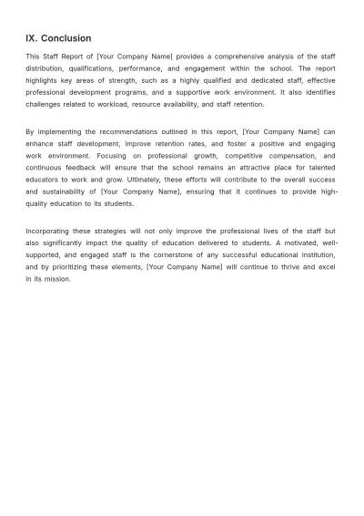 Free School Staff Report Template to Edit Online