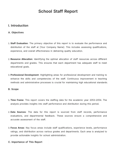 Free School Staff Report Template to Edit Online