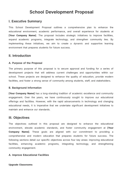 Free School Development Proposal Template to Edit Online