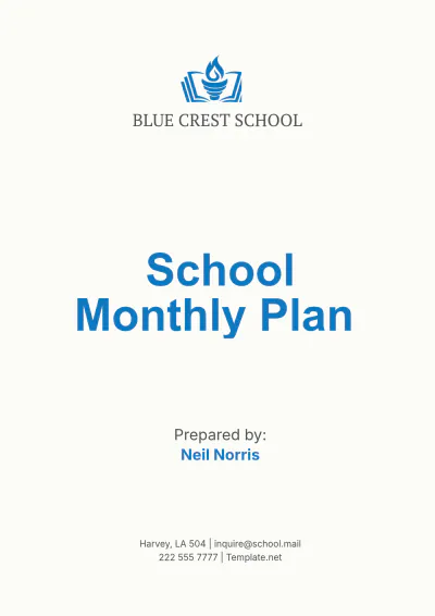 Free School Monthly Plan Template to Edit Online