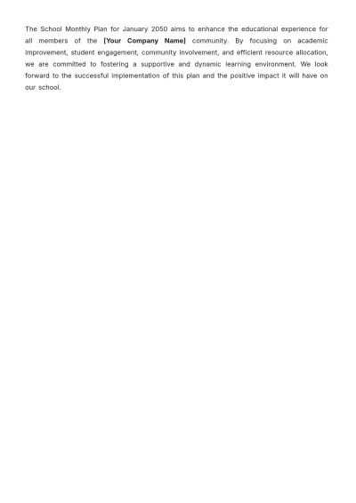 Free School Monthly Plan Template to Edit Online