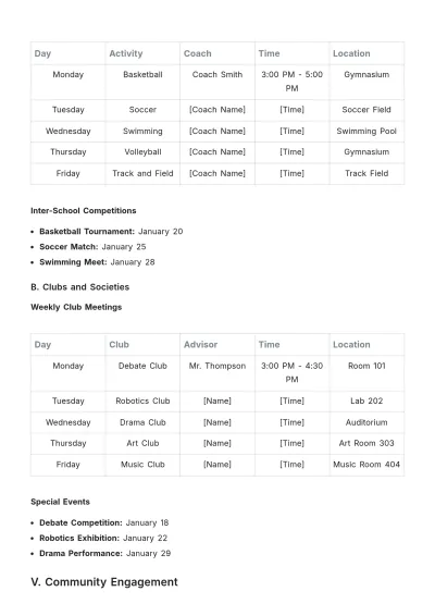 Free School Monthly Plan Template to Edit Online