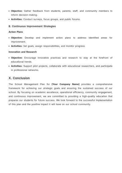 Free School Management Plan Template to Edit Online