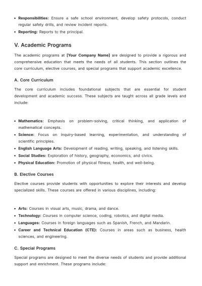Free School Management Plan Template to Edit Online