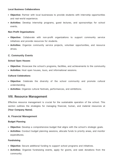 Free School Management Plan Template to Edit Online