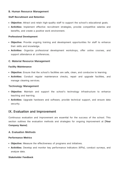 Free School Management Plan Template to Edit Online