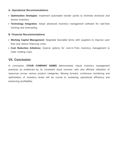 Free Stock Turnover Report Template to Edit Online