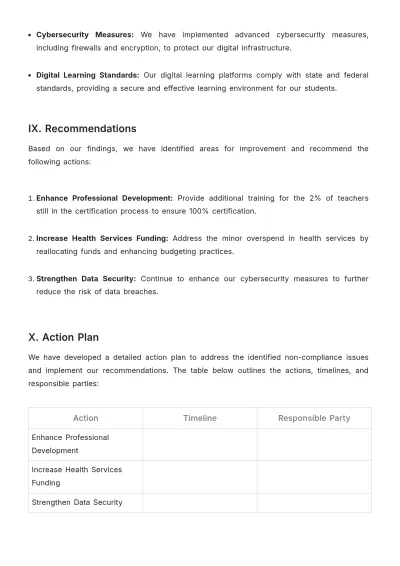 Free School Compliance Report Template to Edit Online