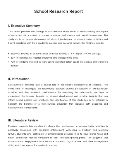 Free School Research Report Template to Edit Online