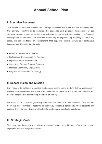 Free Annual School Plan Template to Edit Online
