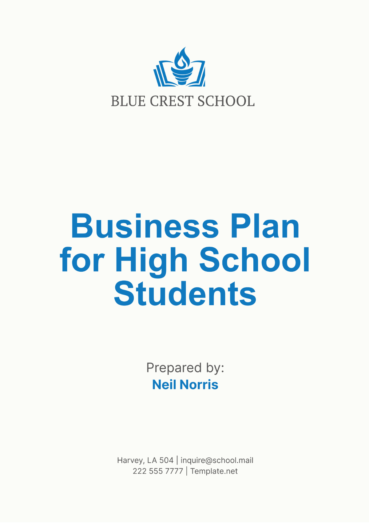 Business Plan for High School Students Template - Edit Online & Download