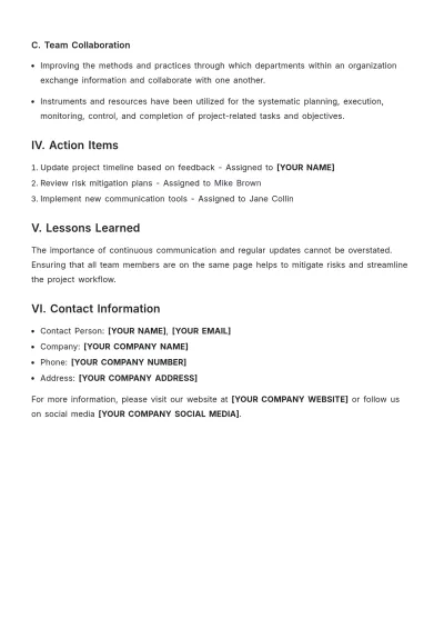 Free Meeting After Action Report Template to Edit Online