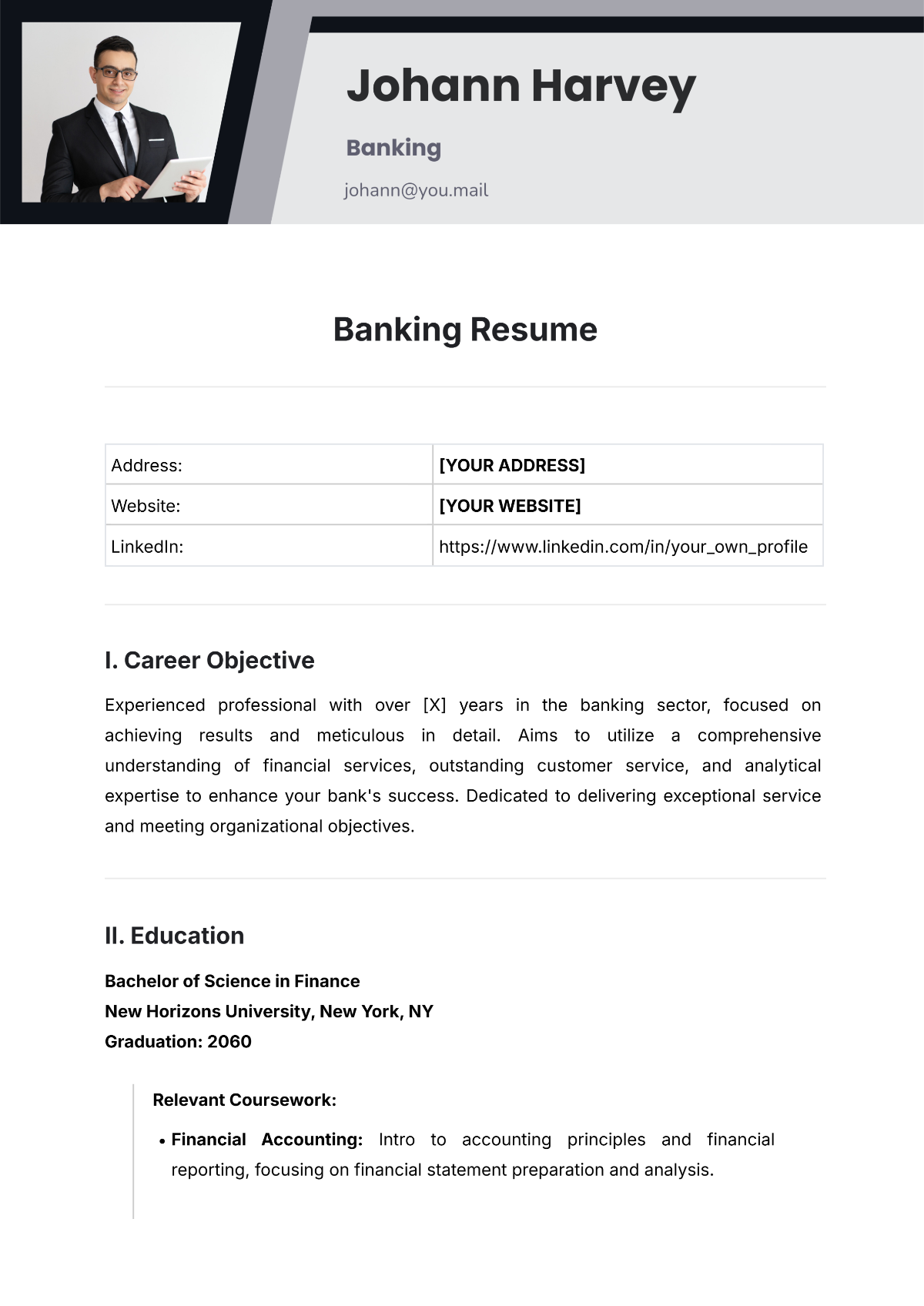 Banking Resume Tempplate - Edit Online & Download