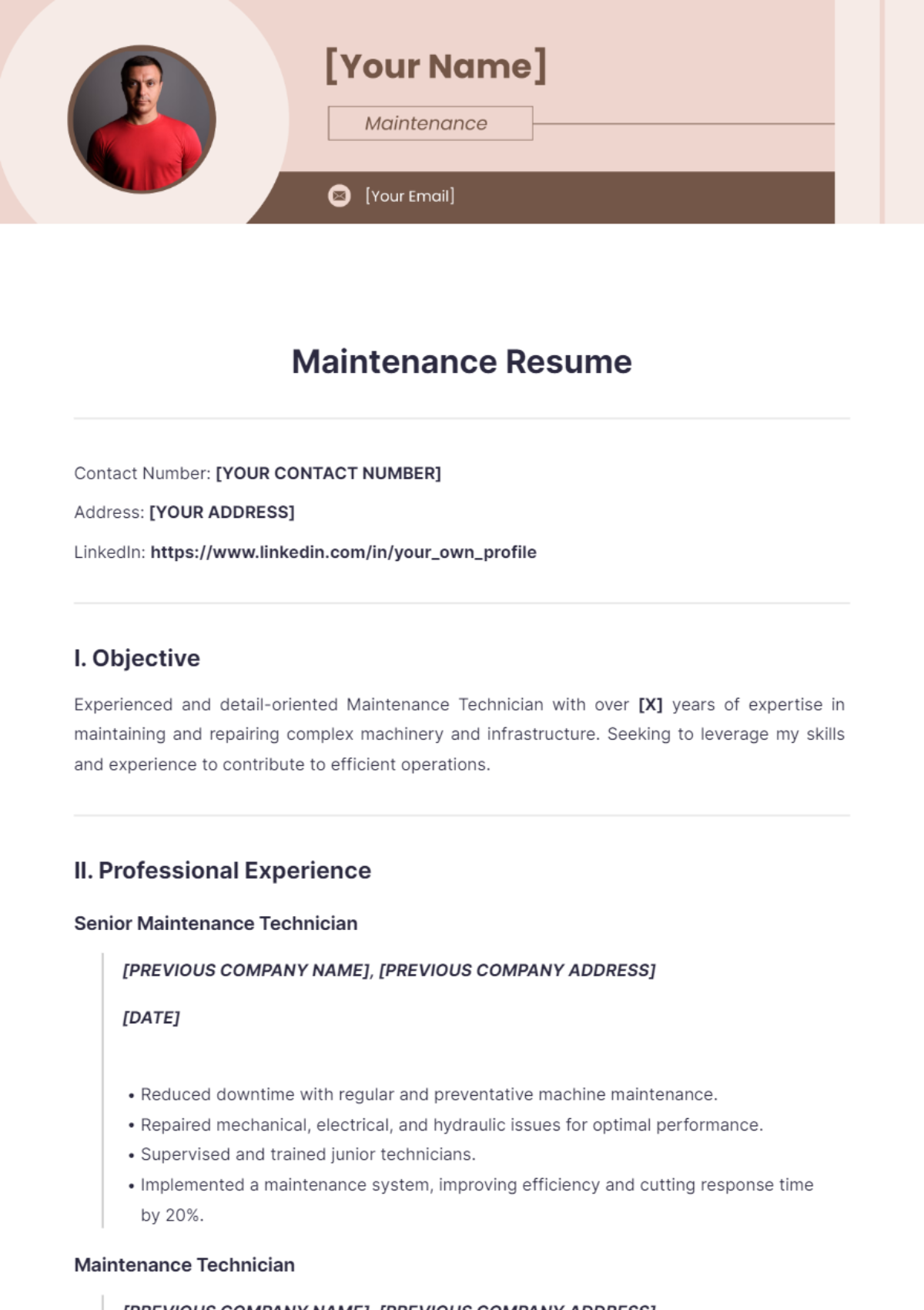 Maintenance Resume - Edit Online & Download