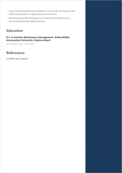 Free Director Of Aircraft Maintenance ATS Resume Template