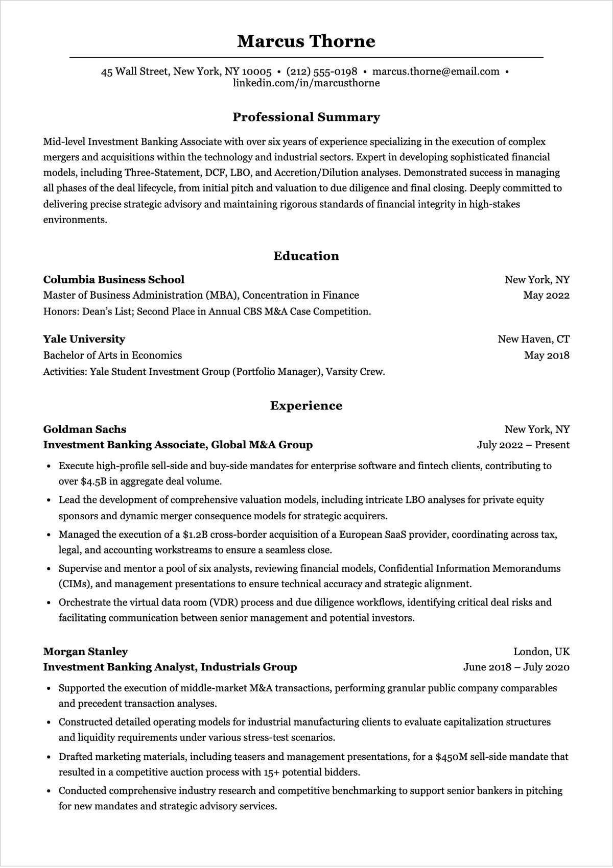 Free Investment Banking Associate Resume Template To Edit Online Free Investment Banking Associate Resume Template To Edit Online