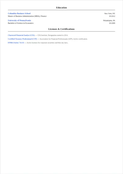 Free Corporate Banking Relationship Manager ATS Resume Template