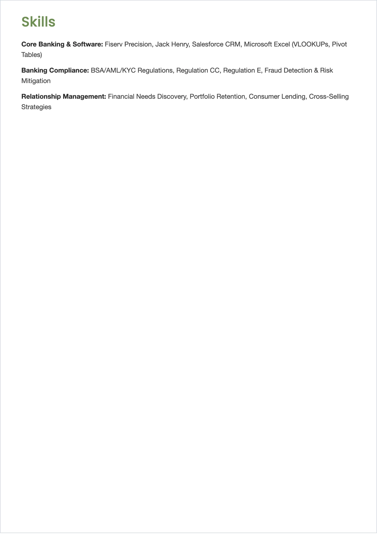 Free Customer Service Banker ATS Resume Template, AI Resume Builder