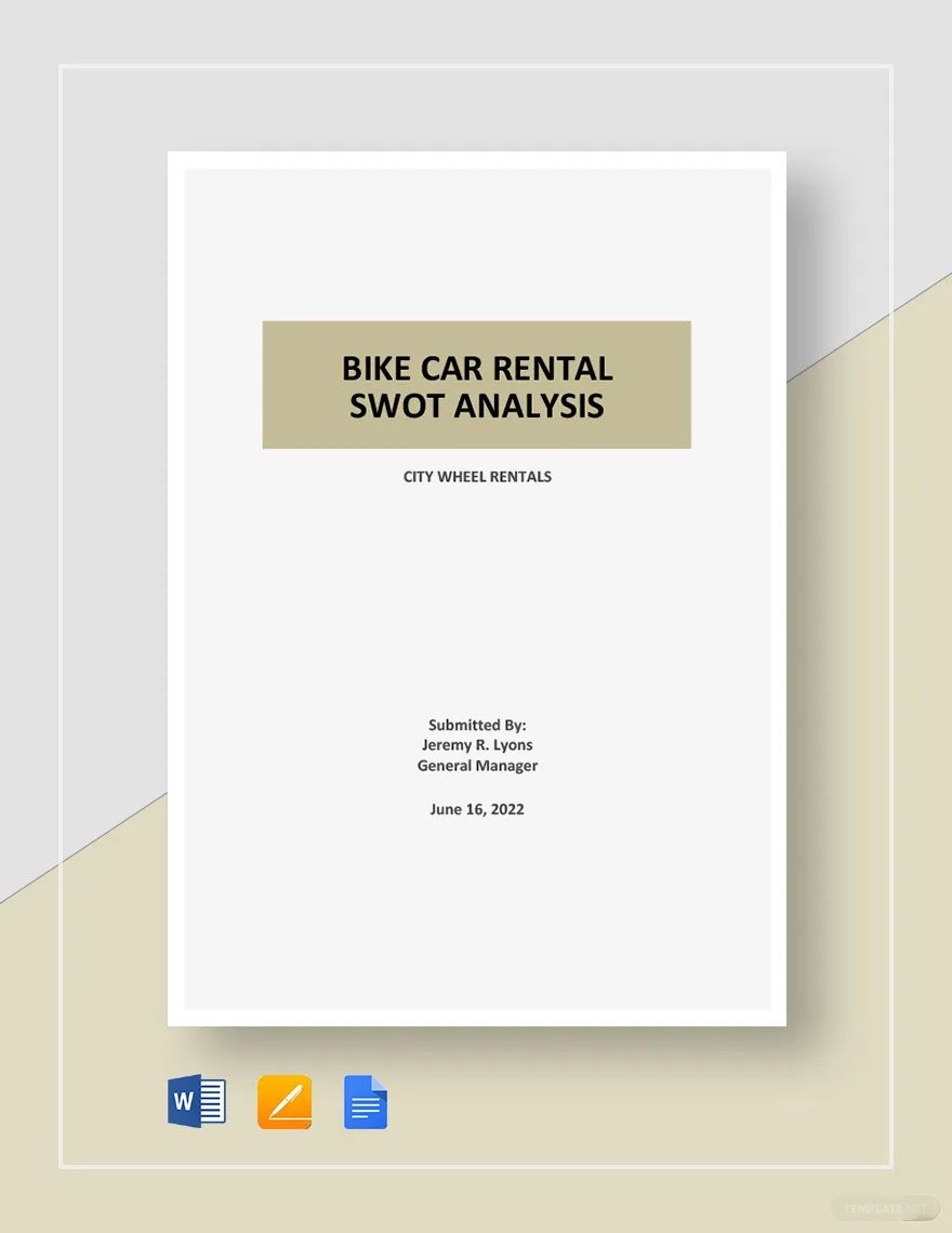 Bike/Car Rental SWOT Analysis Template