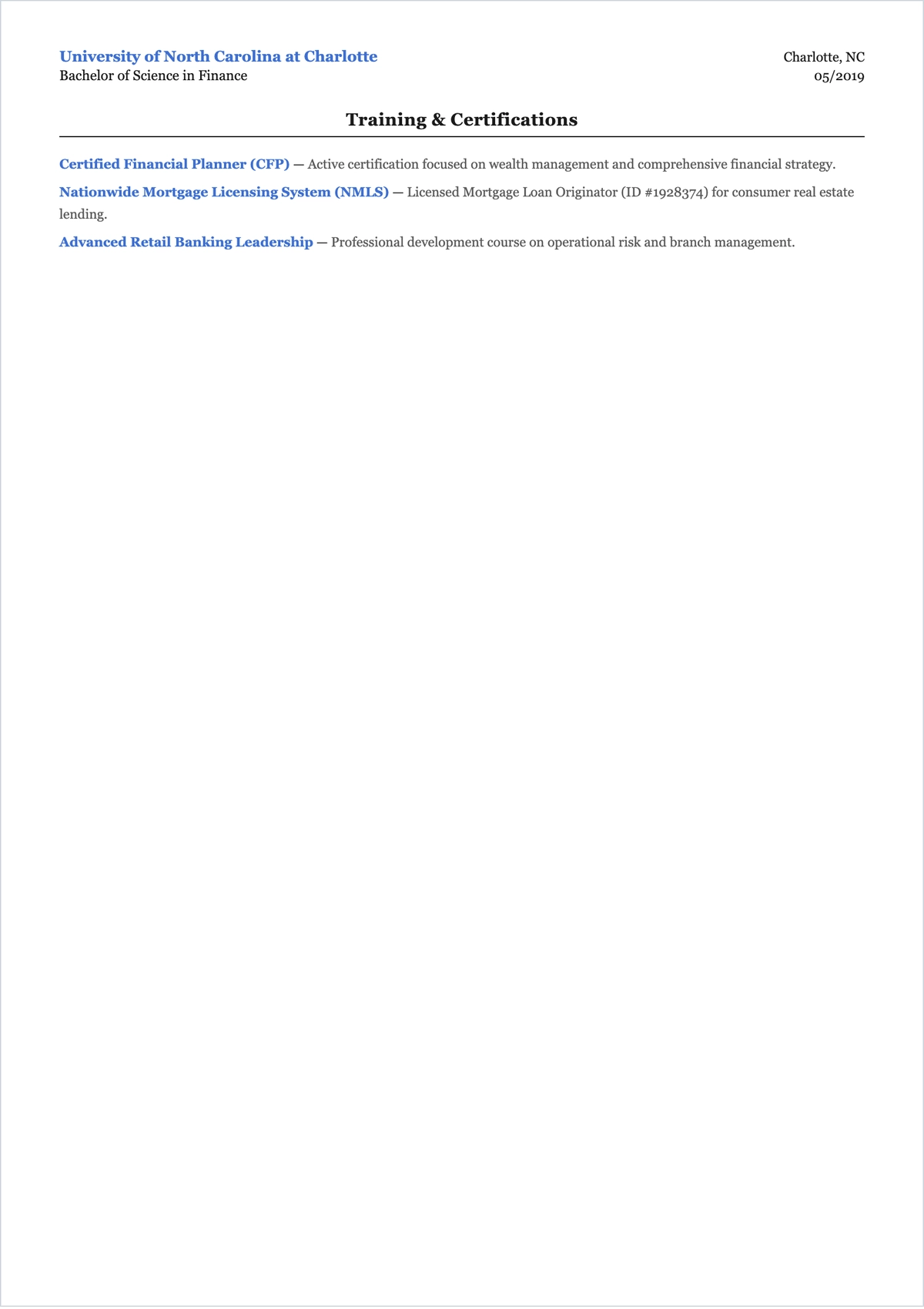 Free Assistant Bank Manager ATS Resume Template, AI Resume Builder