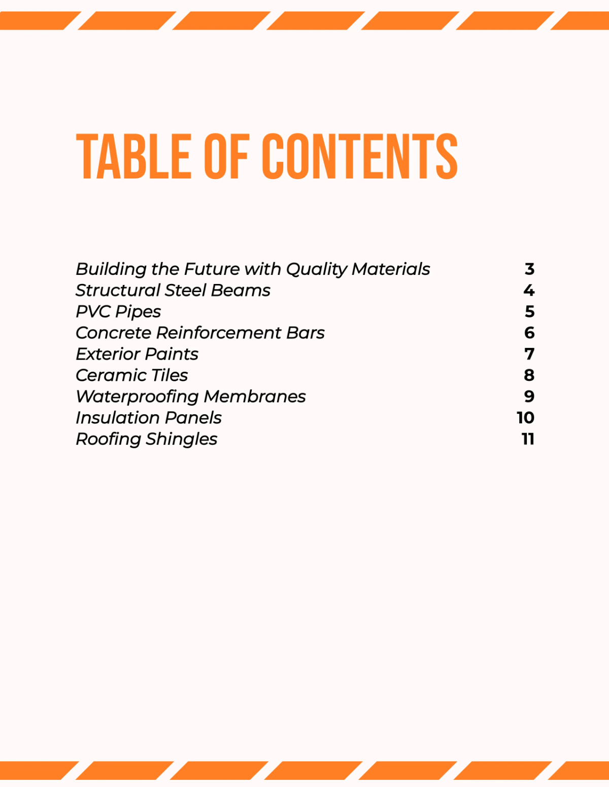 Free Construction Materials Catalog Template to Edit Online