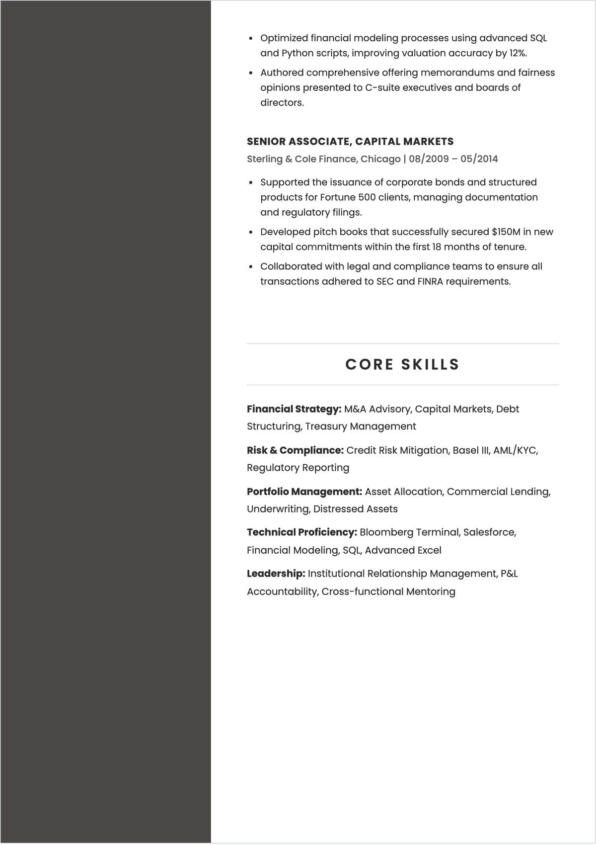 Free Senior Banker ATS Resume Template, AI Resume Builder