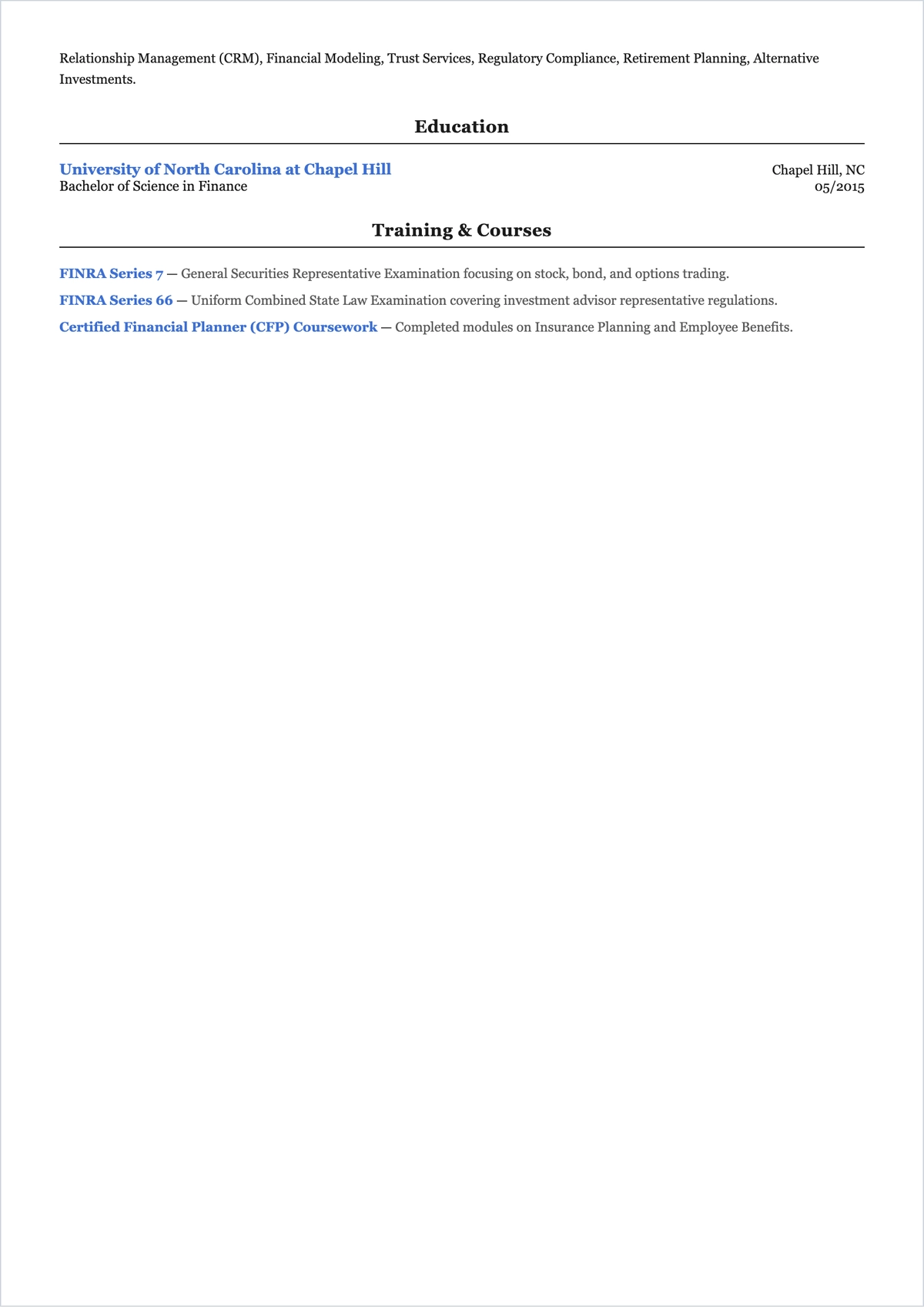 Free Premier Banker ATS Resume Template, AI Resume Builder