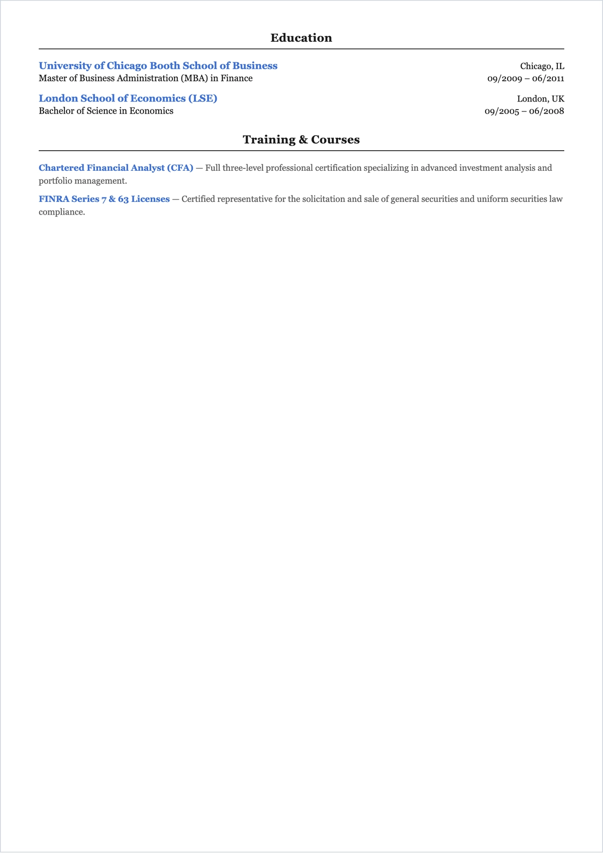 Free Corporate Banker ATS Resume Template, AI Resume Builder