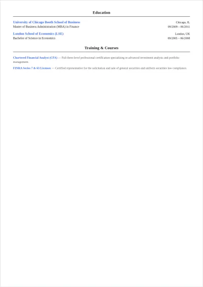 Free Corporate Banker ATS Resume Template, AI Resume Builder