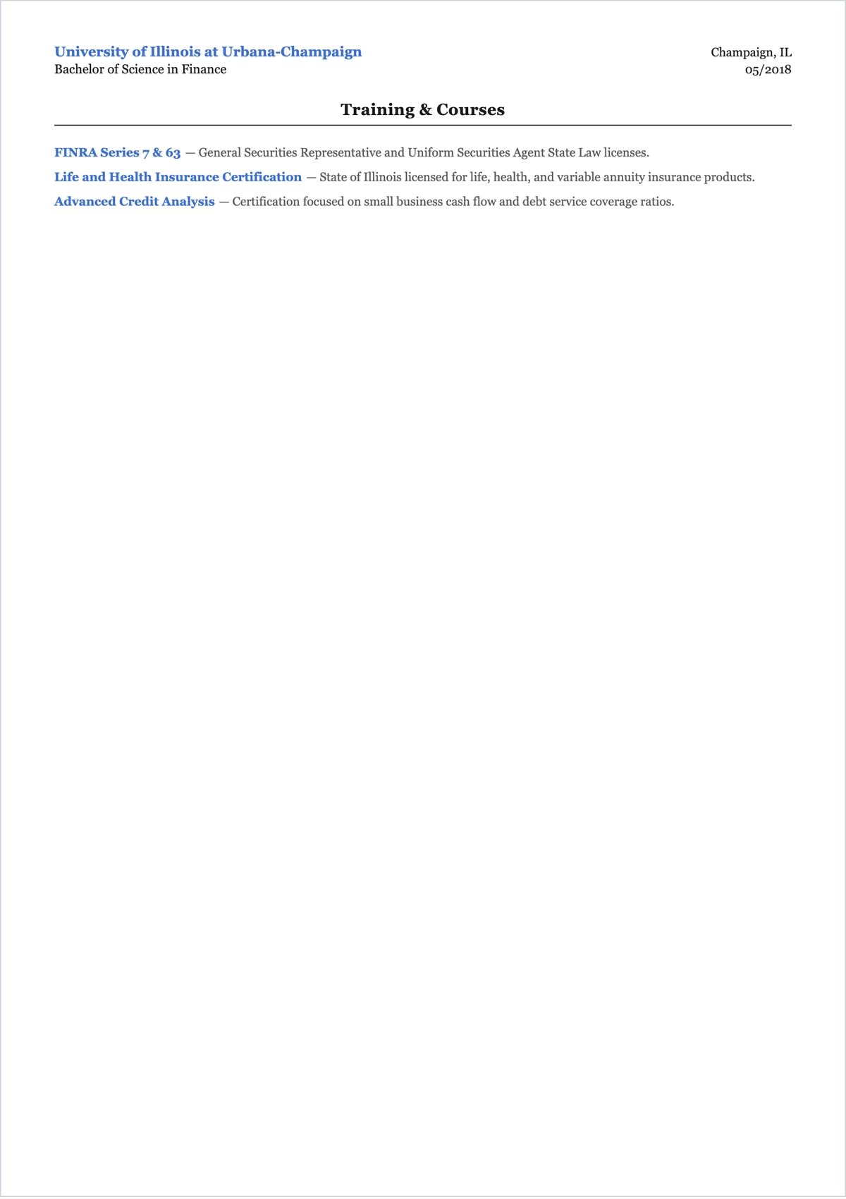 Free Licensed Relationship Banker ATS Resume Template