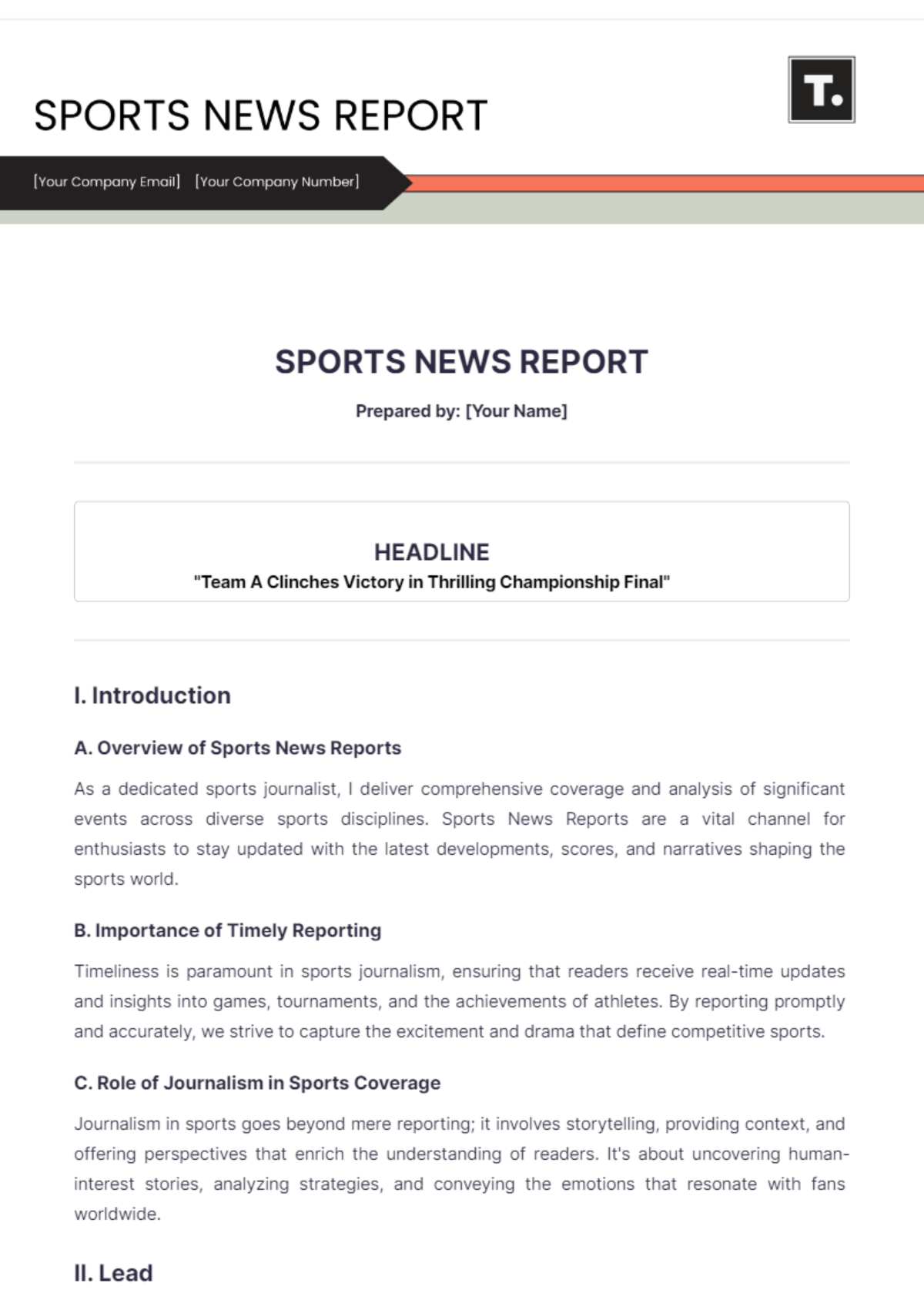 Sports News Report Template - Edit Online & Download