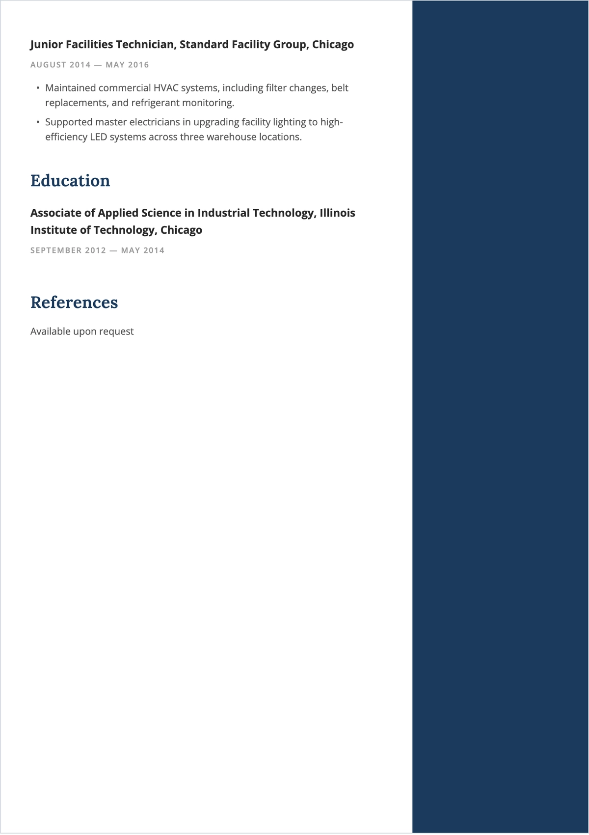 Free Maintenance Technician ATS Resume Template, AI Resume Builder