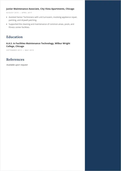 Free Facility Maintenance Worker ATS Resume Template