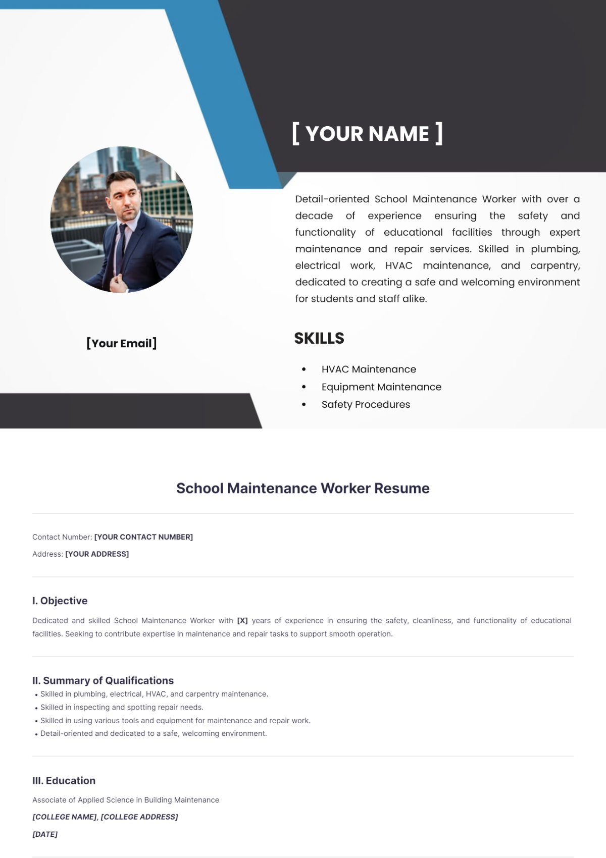 School Maintenance Worker Resume - Edit Online & Download