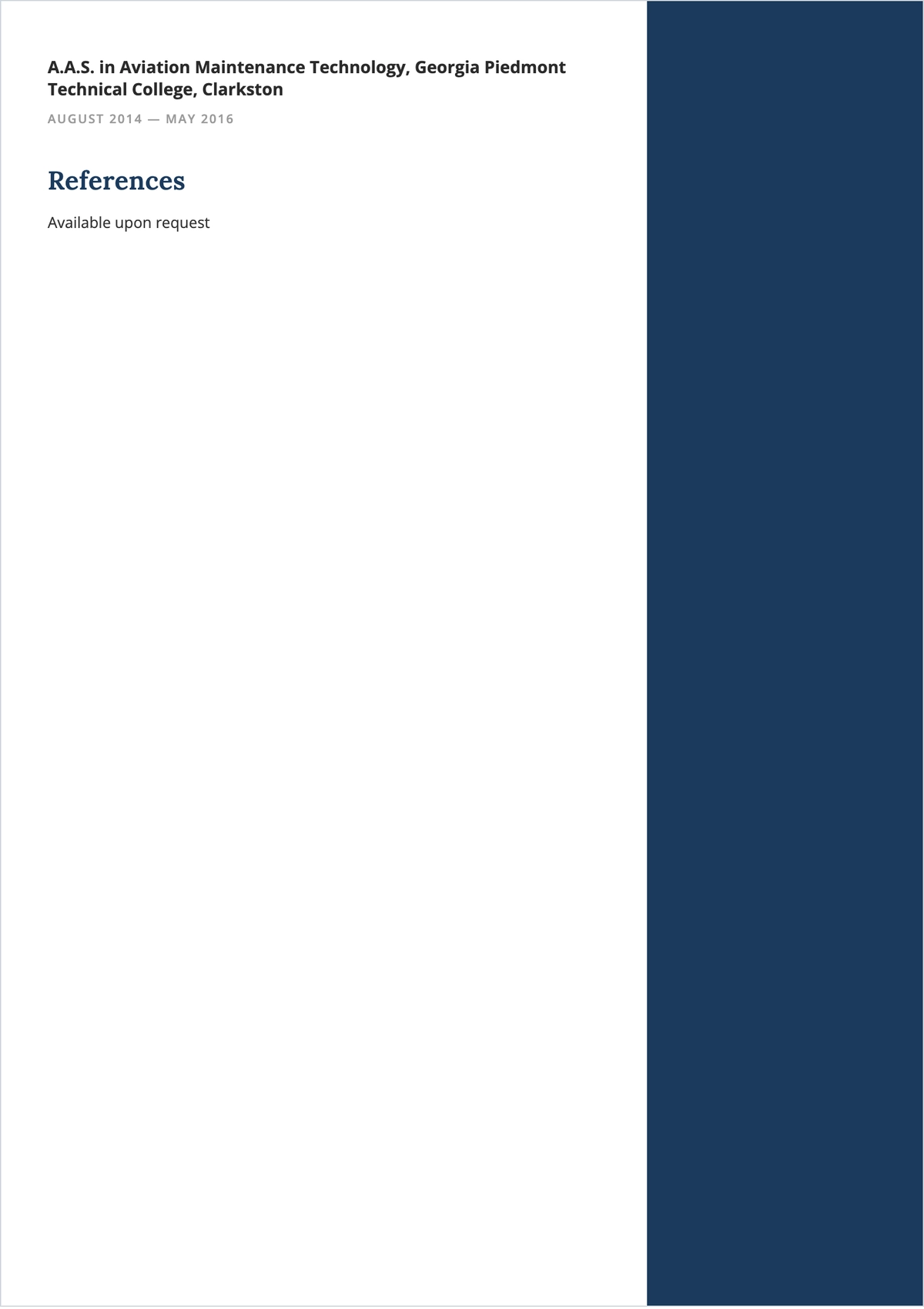 Free Aircraft Maintenance Worker ATS Resume Template