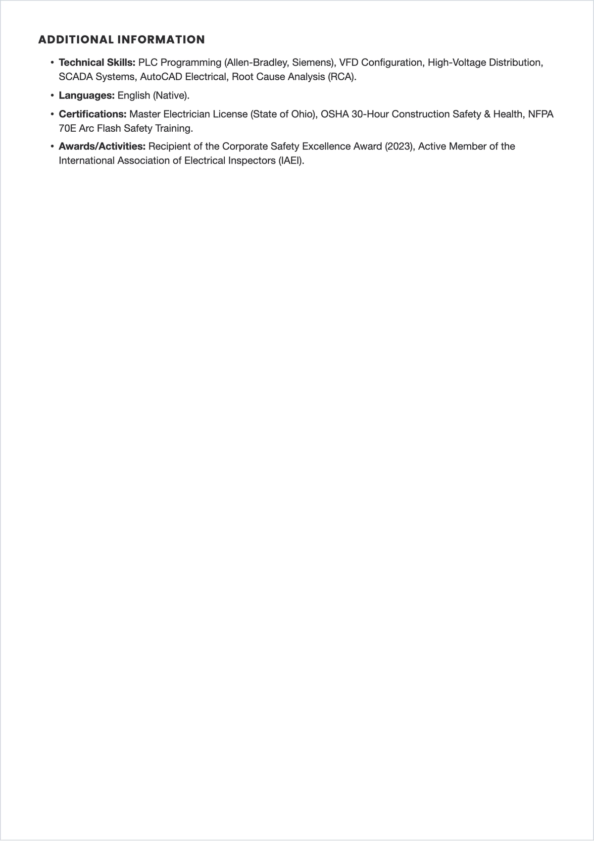 Free Assistant Manager Electrical Maintenance ATS Resume Template