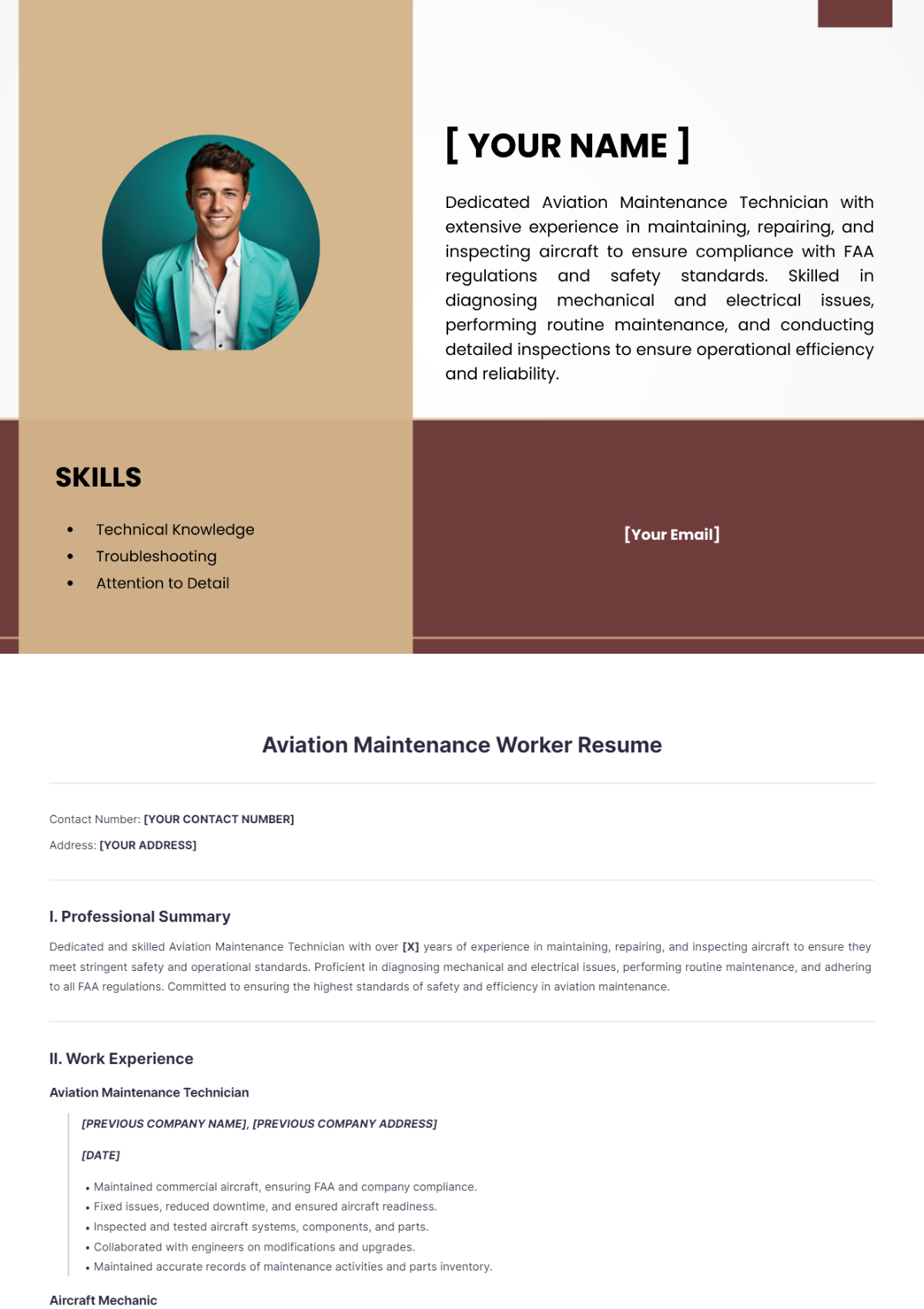 Aviation Maintenance Worker Resume - Edit Online & Download