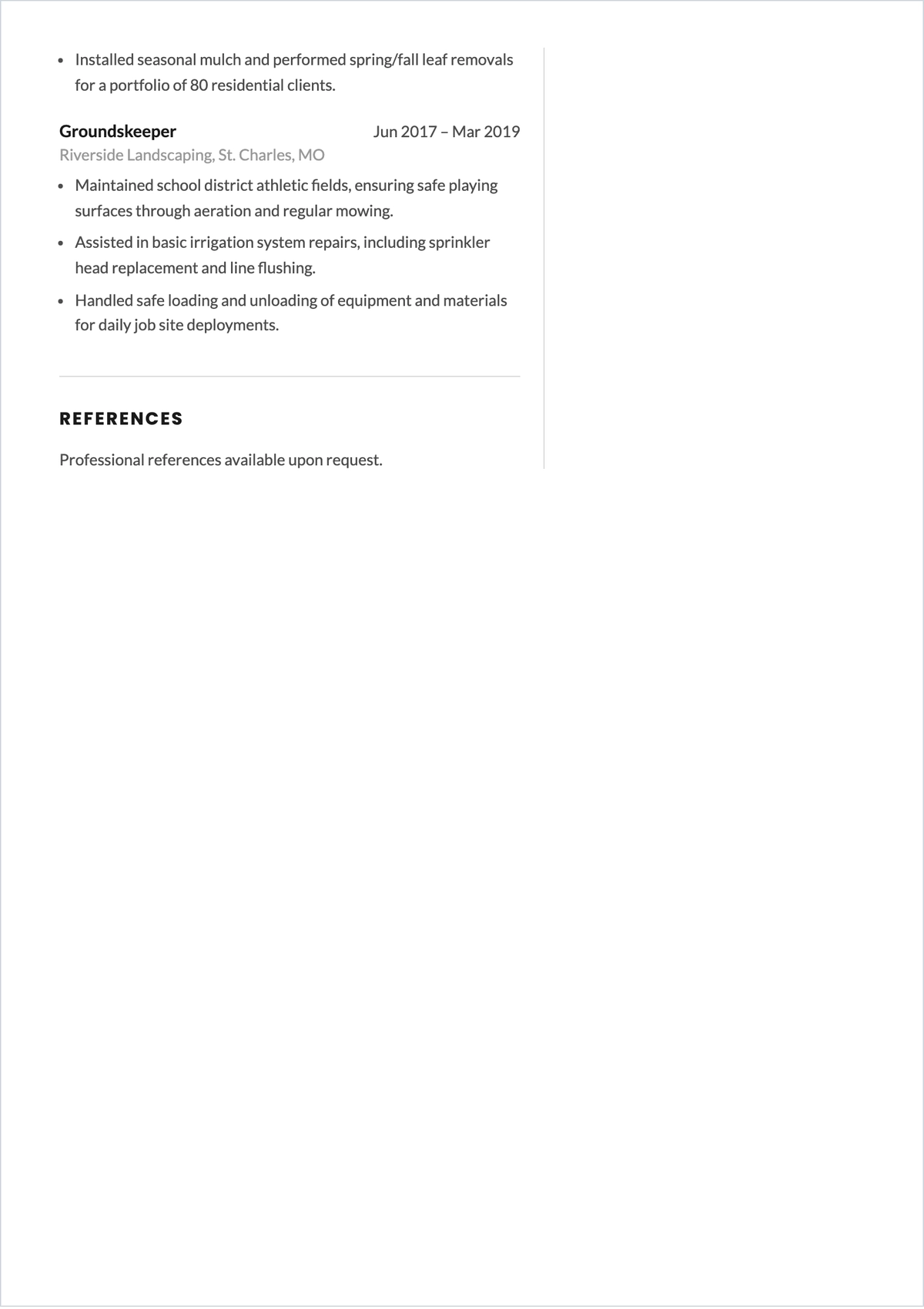 Free Lawn Maintenance Worker ATS Resume Template, AI Resume Builder