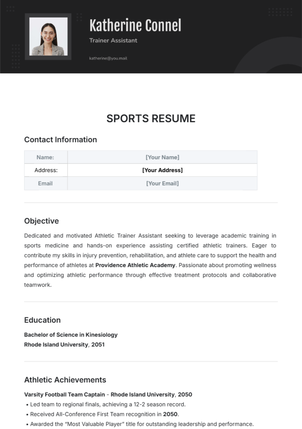 Sports Resume - Edit Online & Download